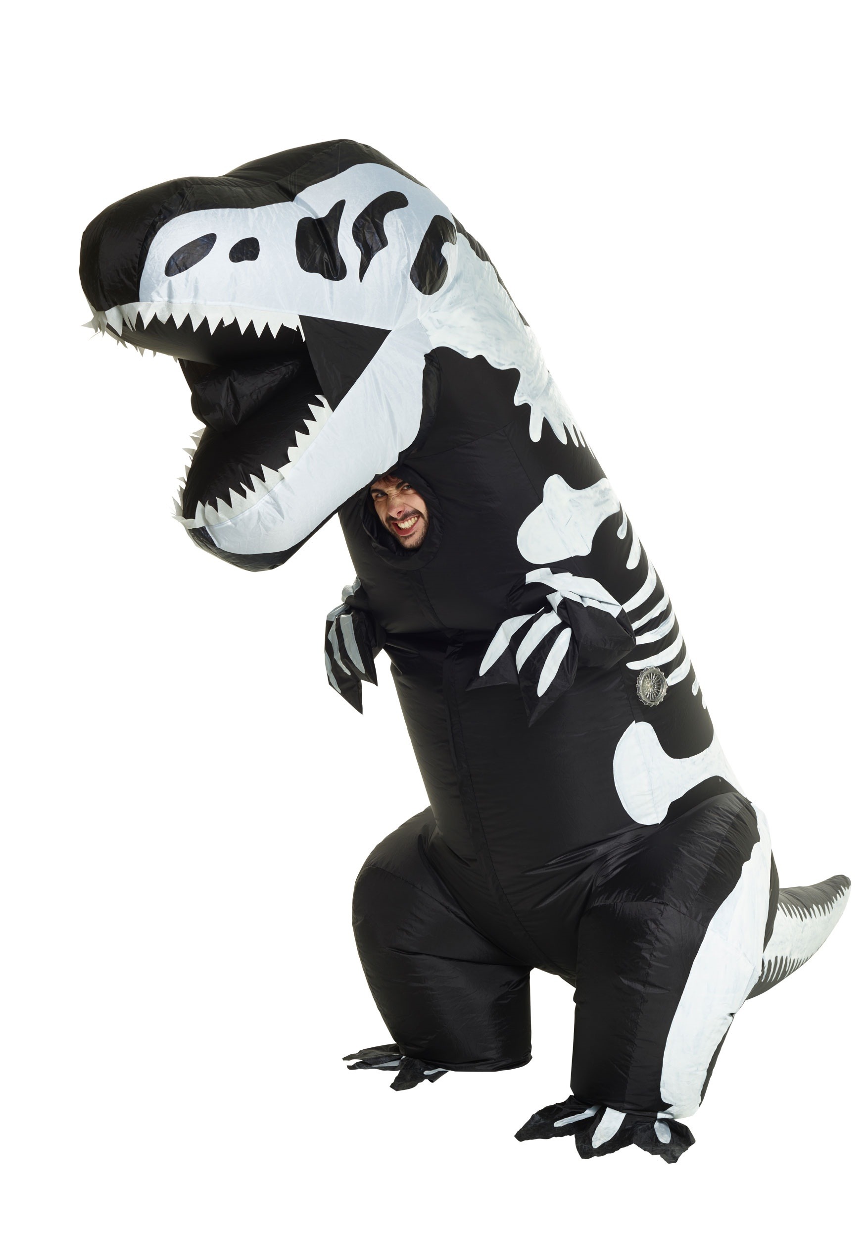 Photos - Fancy Dress T-Rex Morphsuits Inflatable Skeleton  Adult Costume Black/White 