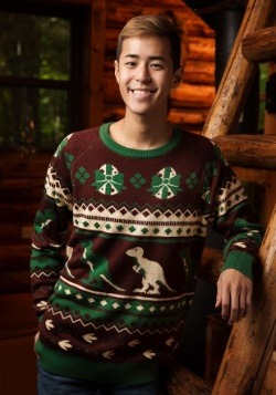 Mens Holiday Dinosaur Sweater