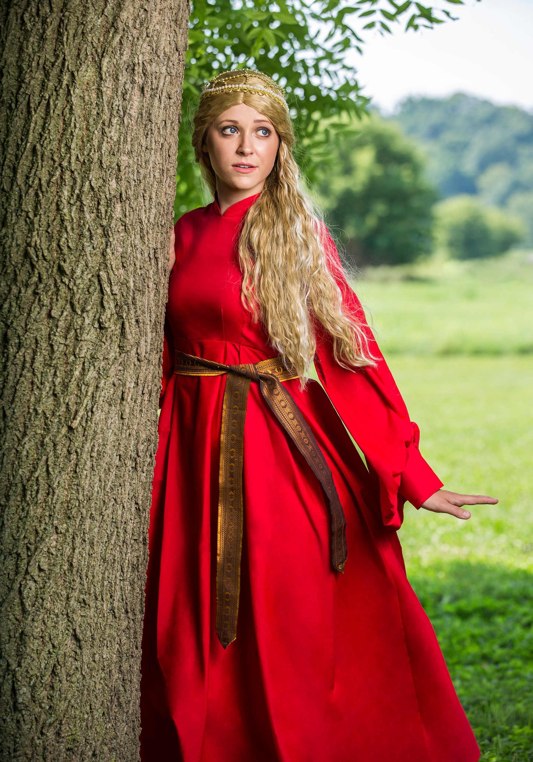 Girls Red Peasant Dress Costume