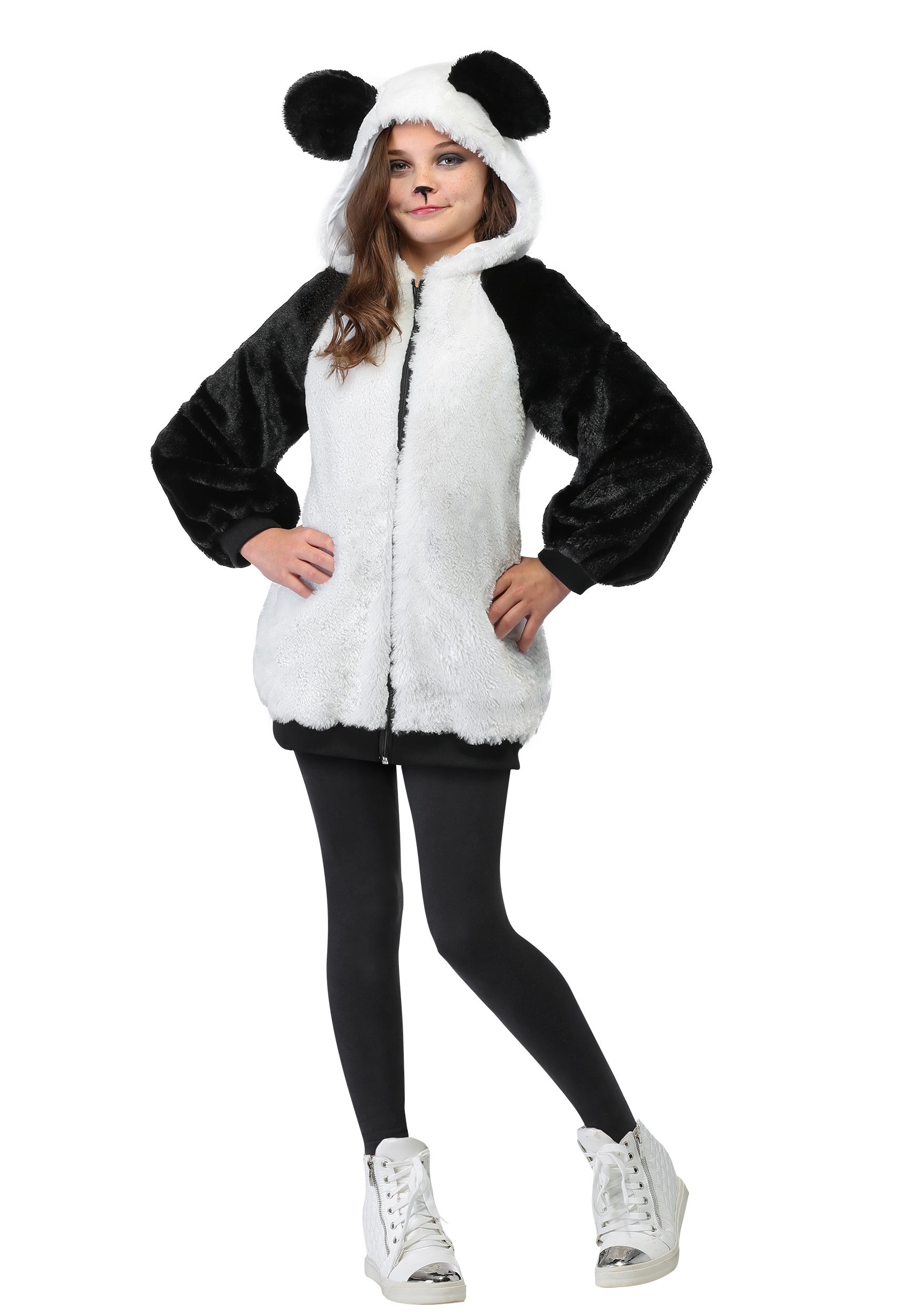Photos - Fancy Dress Panda FUN Costumes  Hooded Jacket Costume for Girls Black/White 