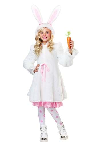 Girl's Fuzzy White Rabbit Costume-update