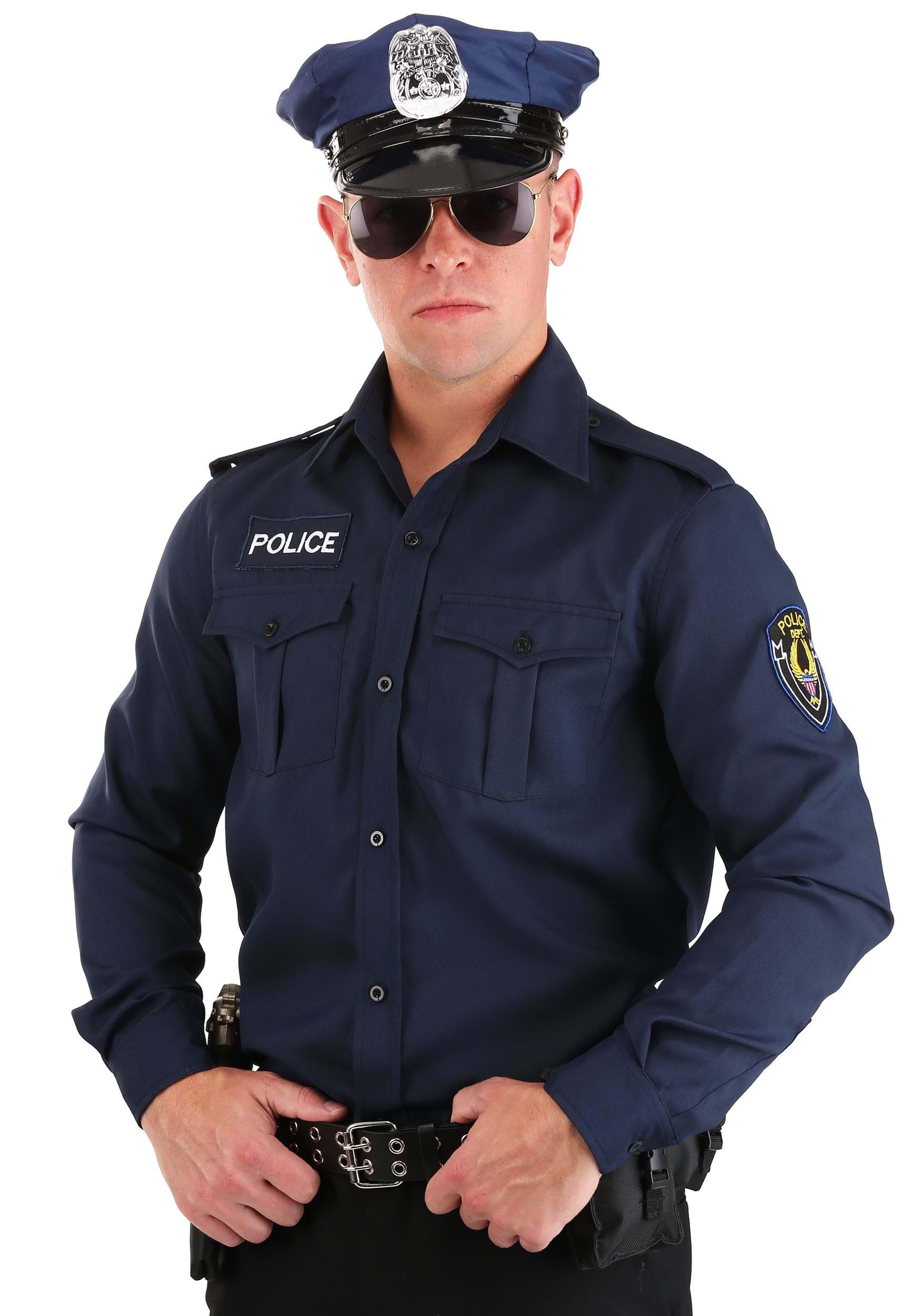 Men's Police Uniform Security Costume Polyester Quality Dark Navy Shirt 