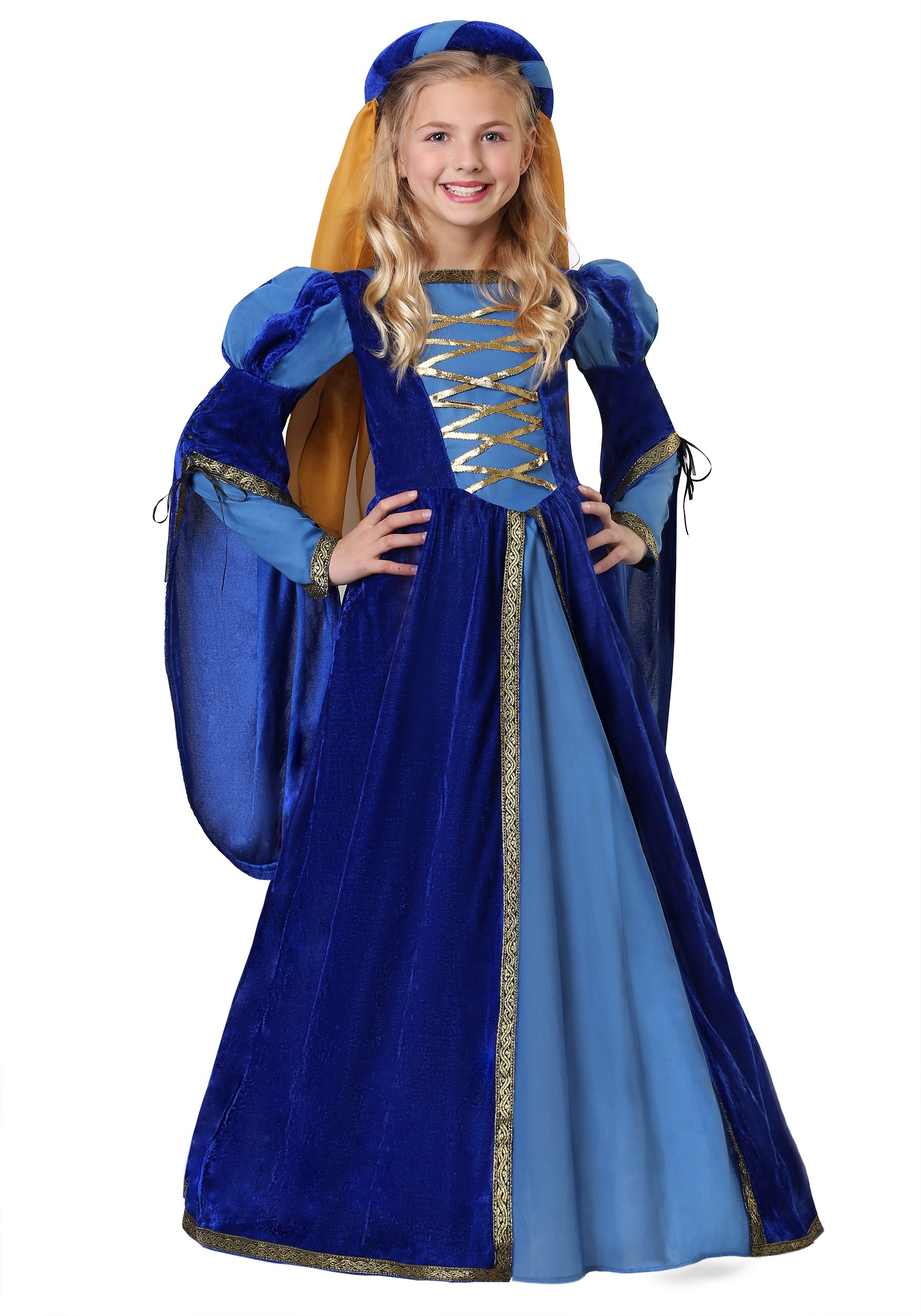 Photos - Fancy Dress FUN Costumes Renaissance Queen for Girls Costume Orange/Blue