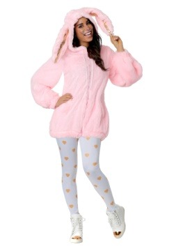 Women's Plus Size Fuzzy Pink Bunny Costume