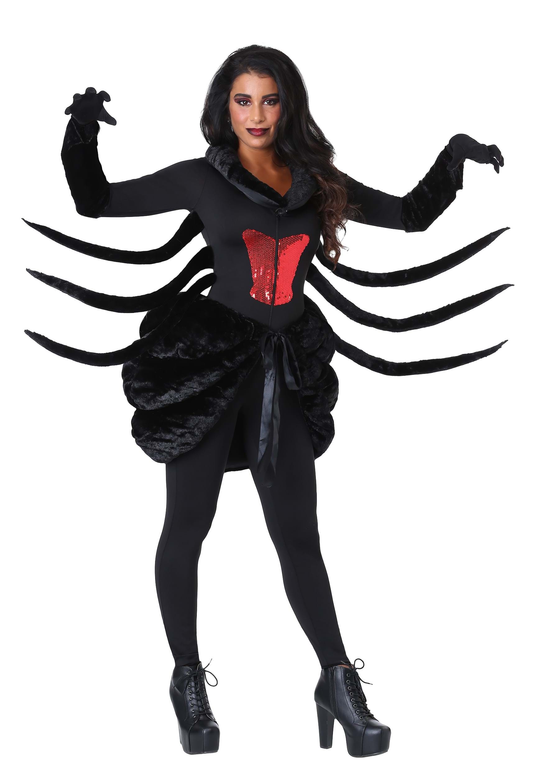 index finger Rustic Pollinator Black Widow Spider Costume for Women
