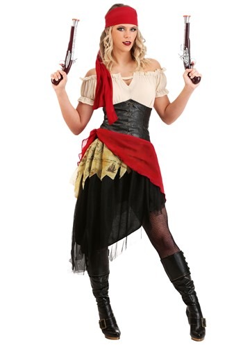 Adult Castaway Pirate Lady Costume Sexy Wench Fancy Dress Caribbean Size  8-16