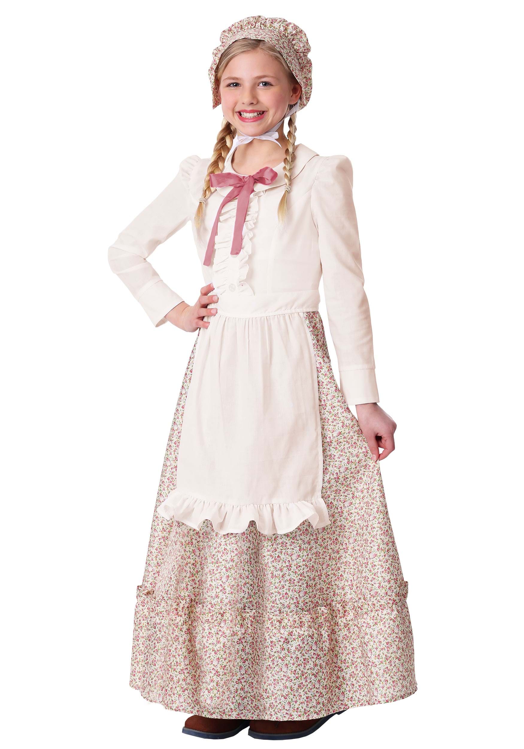 Photos - Fancy Dress Pioneer FUN Costumes Prairie  Girl's Costume Green/Pink/White 