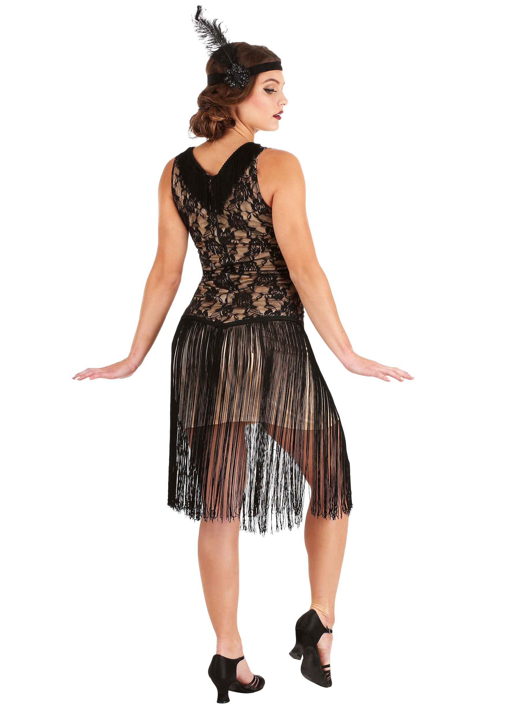 Plus Size Women's Black Flapper Dress