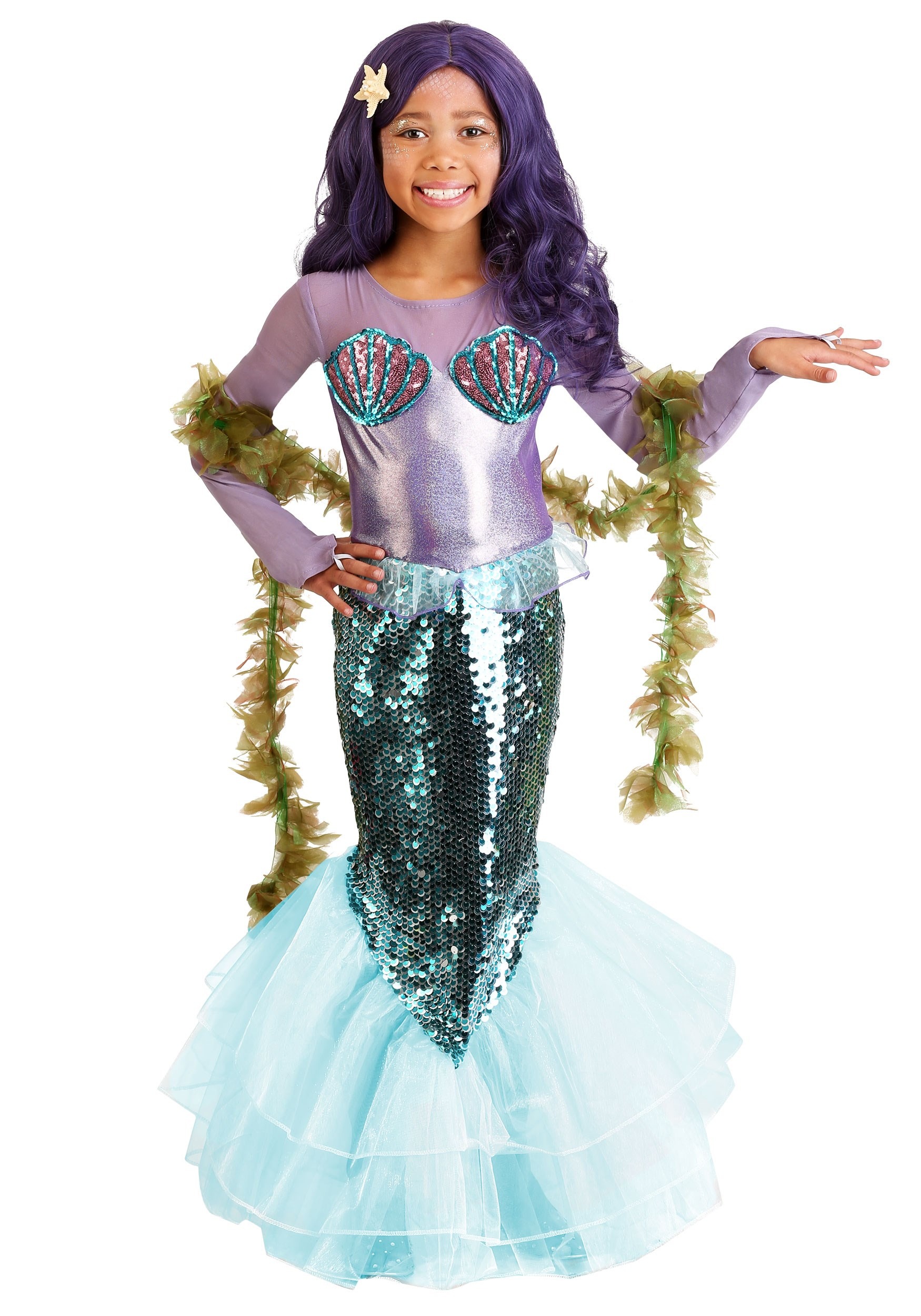 Suyye Girls Princess Mermaid Costume Sequin Ariel Dress Up