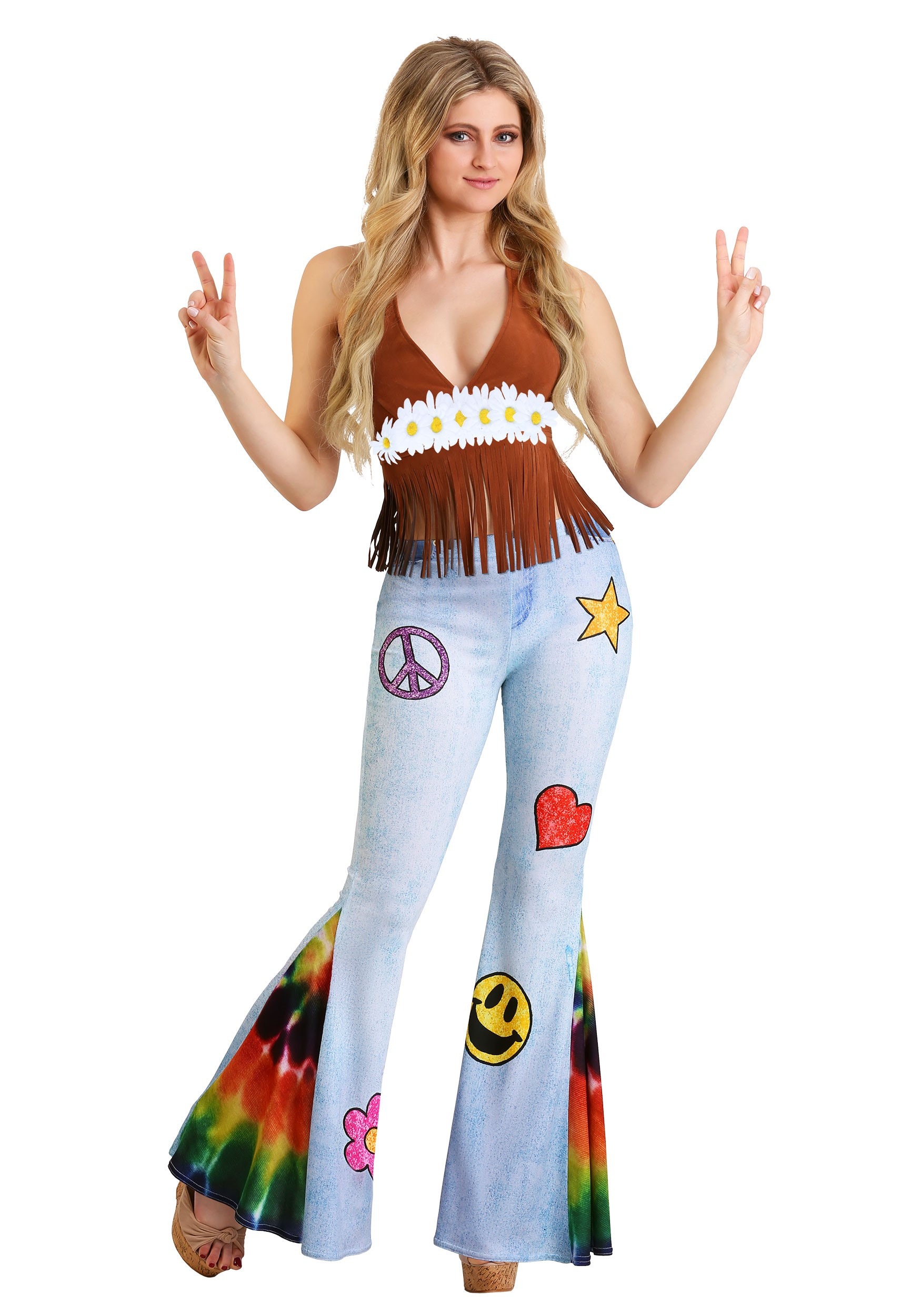 Hippie Costumes, Hippie Outfits Patchwork Hippie Womens Costume $34.99 AT vintagedancer.com