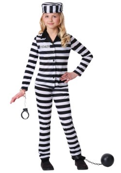 Ladies Adult CONVICT COSTUME Prisoner Criminal Outlaw Halloween Jail Bad Girl 