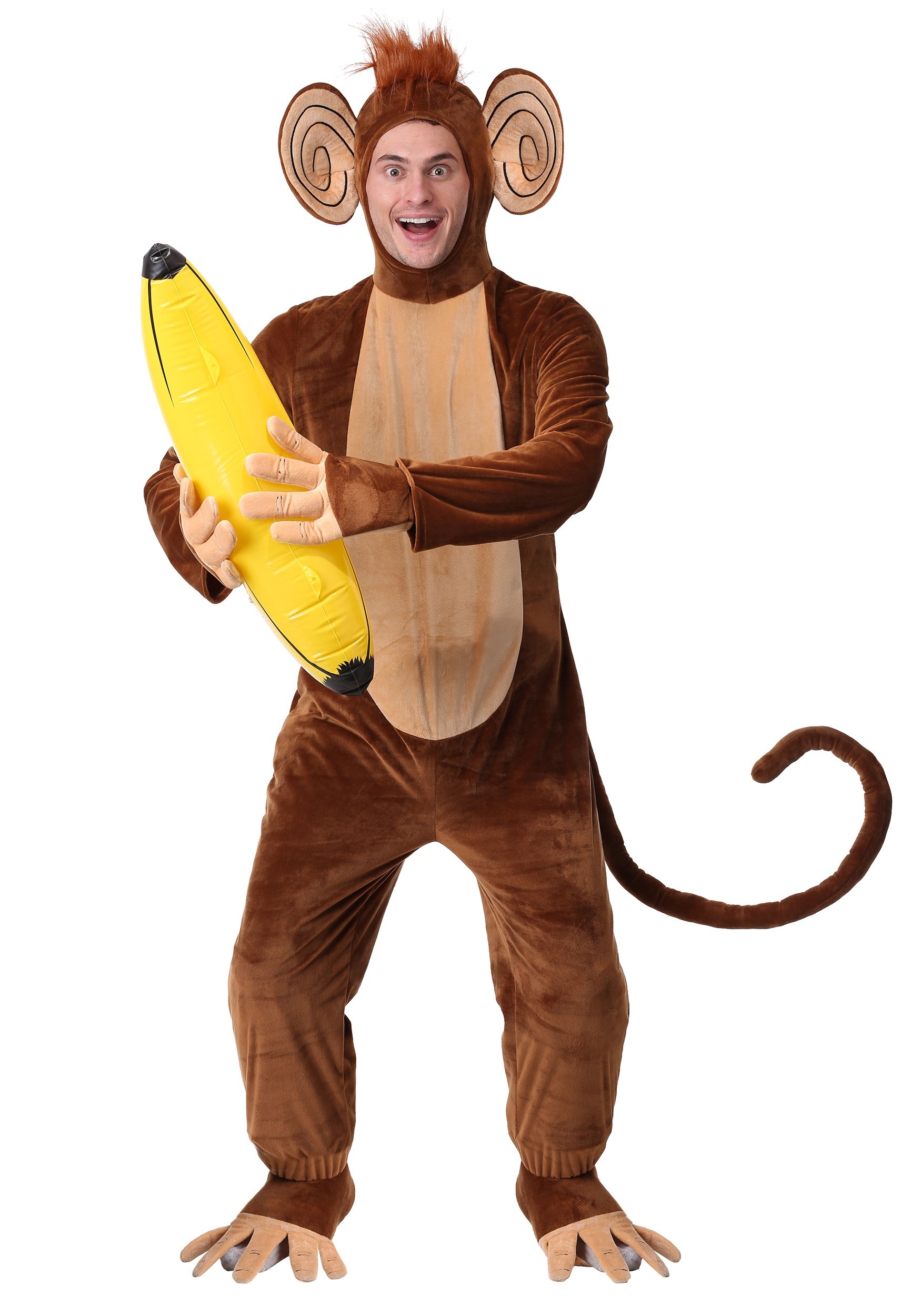 Monkey Costume Set Ears Tail Headband Adult Child Kids Furry Animal Chimp B...