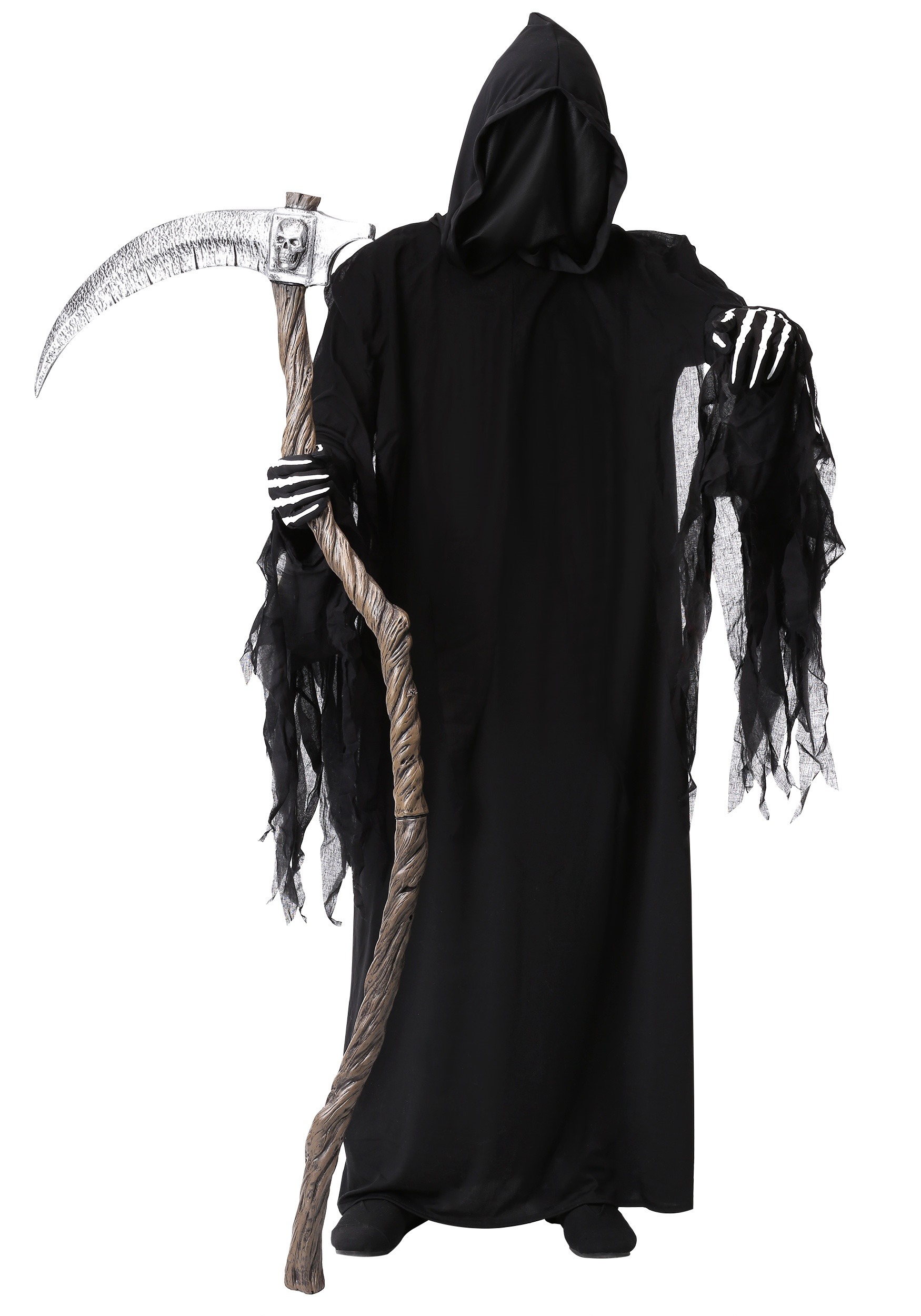 Adult Mens Grim Reaper Halloween Fancy Dress Costume Death Black Robe.