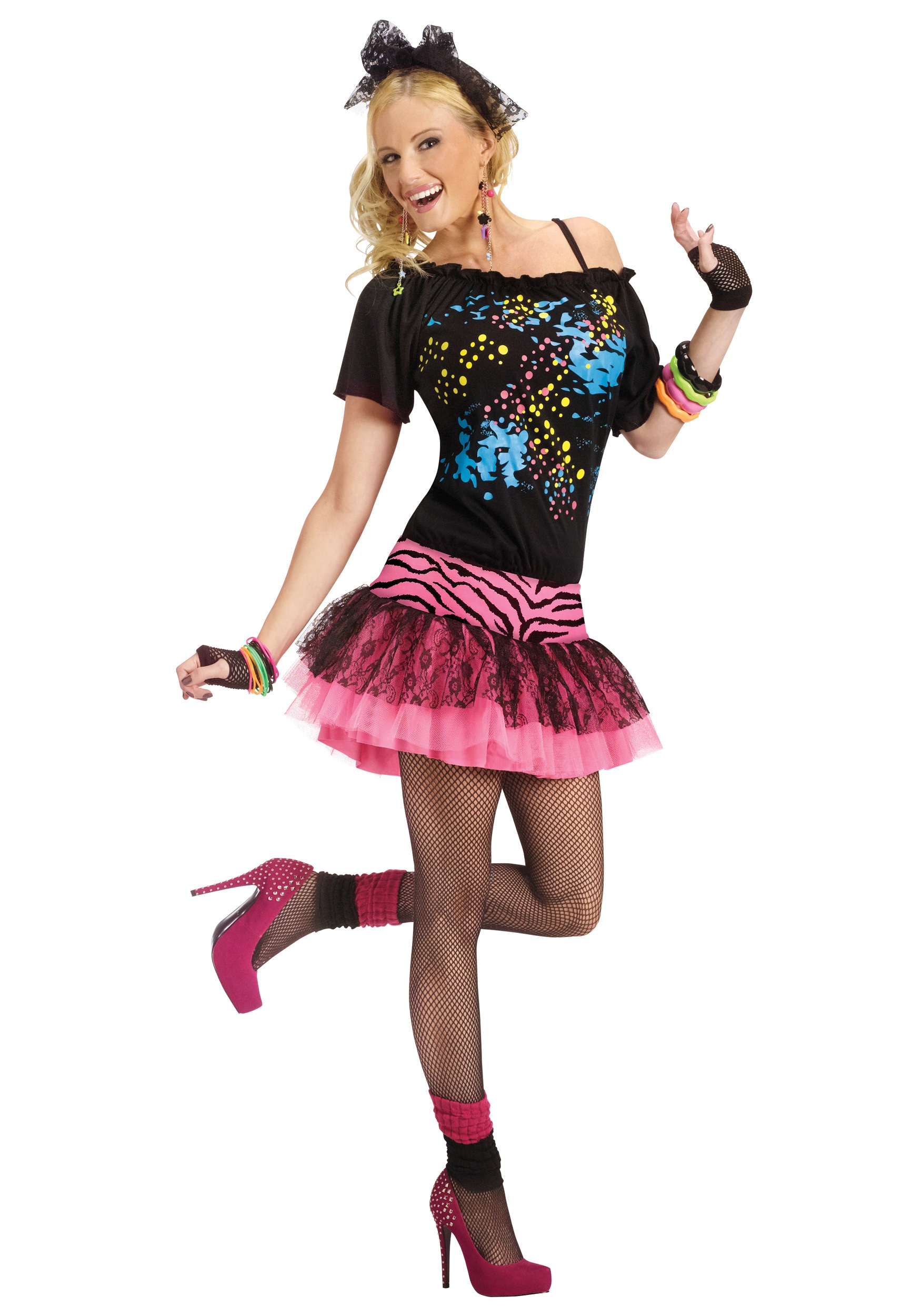 Photos - Fancy Dress Fun World Women's 80s Pop Party Costume | 1980s Costumes for Women Black&#