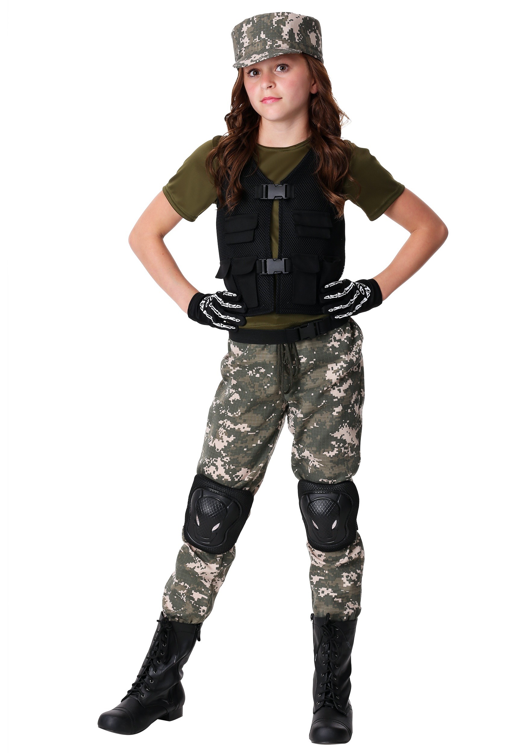 Photos - Fancy Dress Stealth FUN Costumes Girl's Exclusive  Soldier Costume Black/Brown/Green 