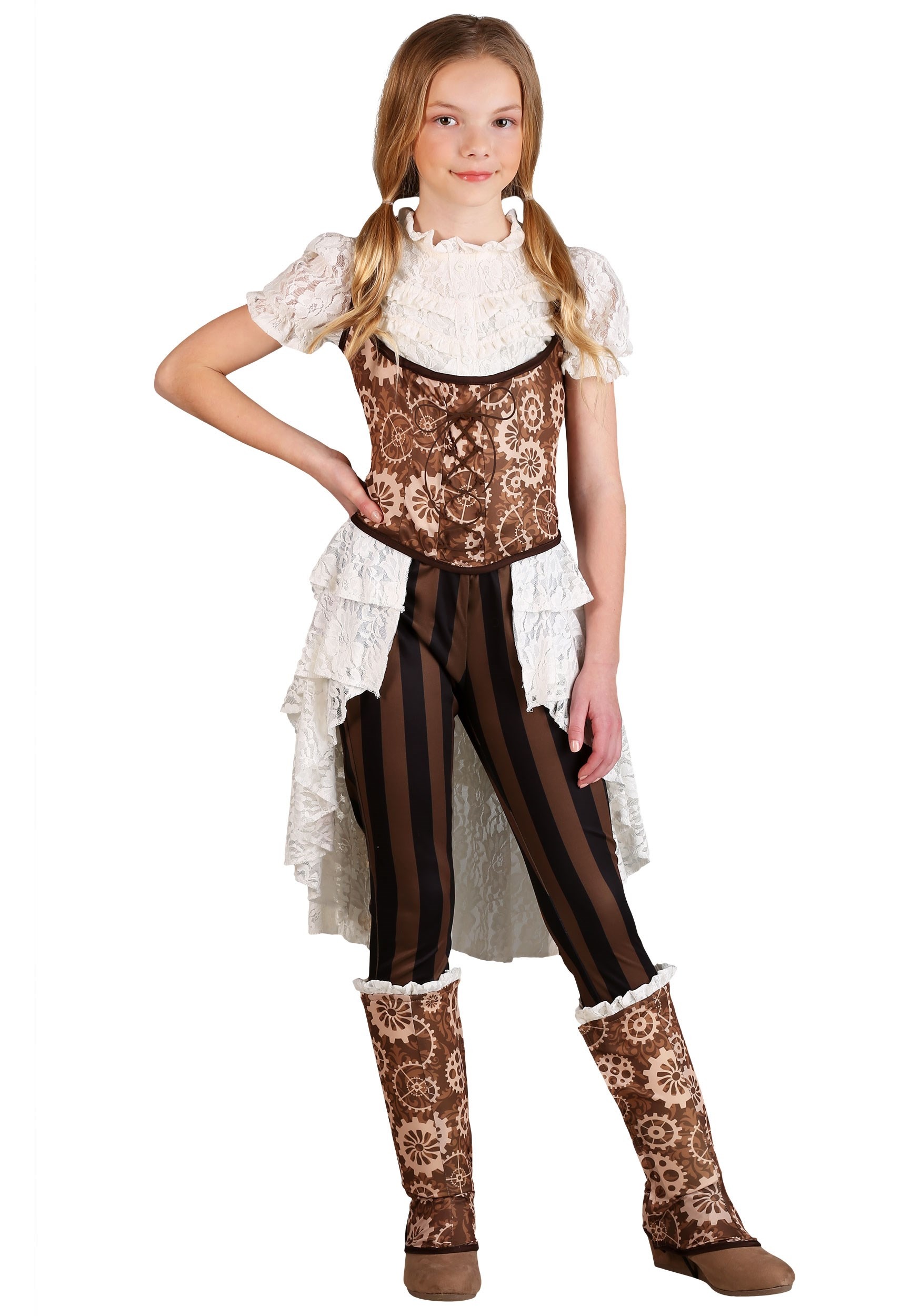 Photos - Fancy Dress FUN Costumes Steampunk Victorian Lady Girl's Costume Brown/Yellow/