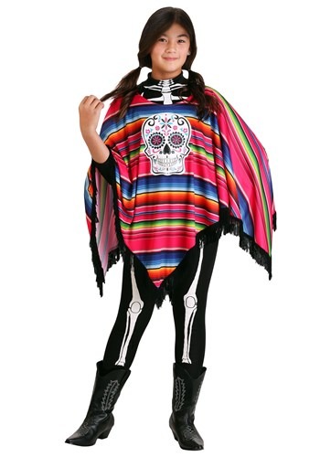 Girl's Day of the Dead Poncho Costume