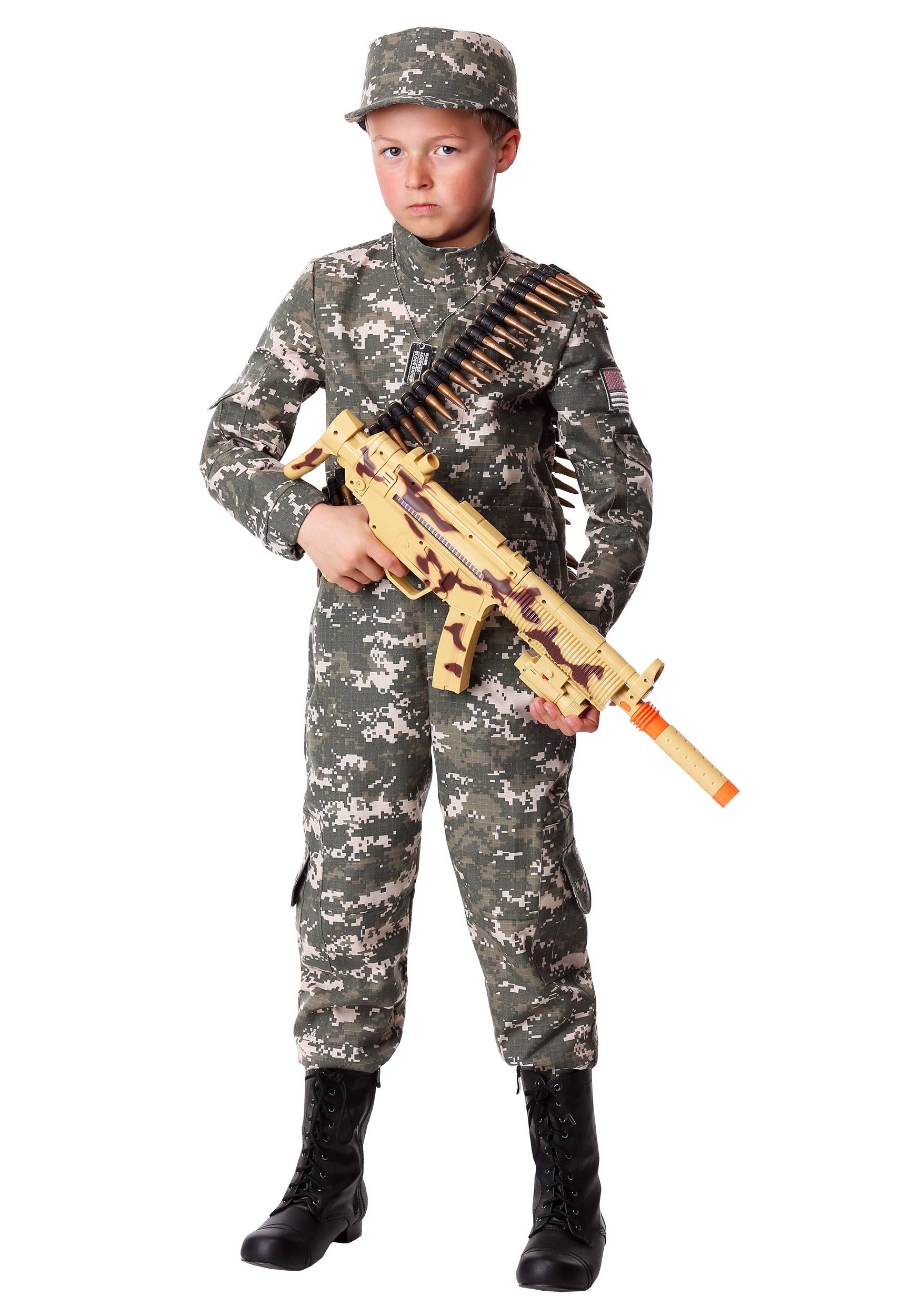 Disfraz de soldado de combate moderno de niño Multicolor