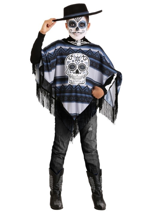 Day of the Dead Poncho Costume Boys