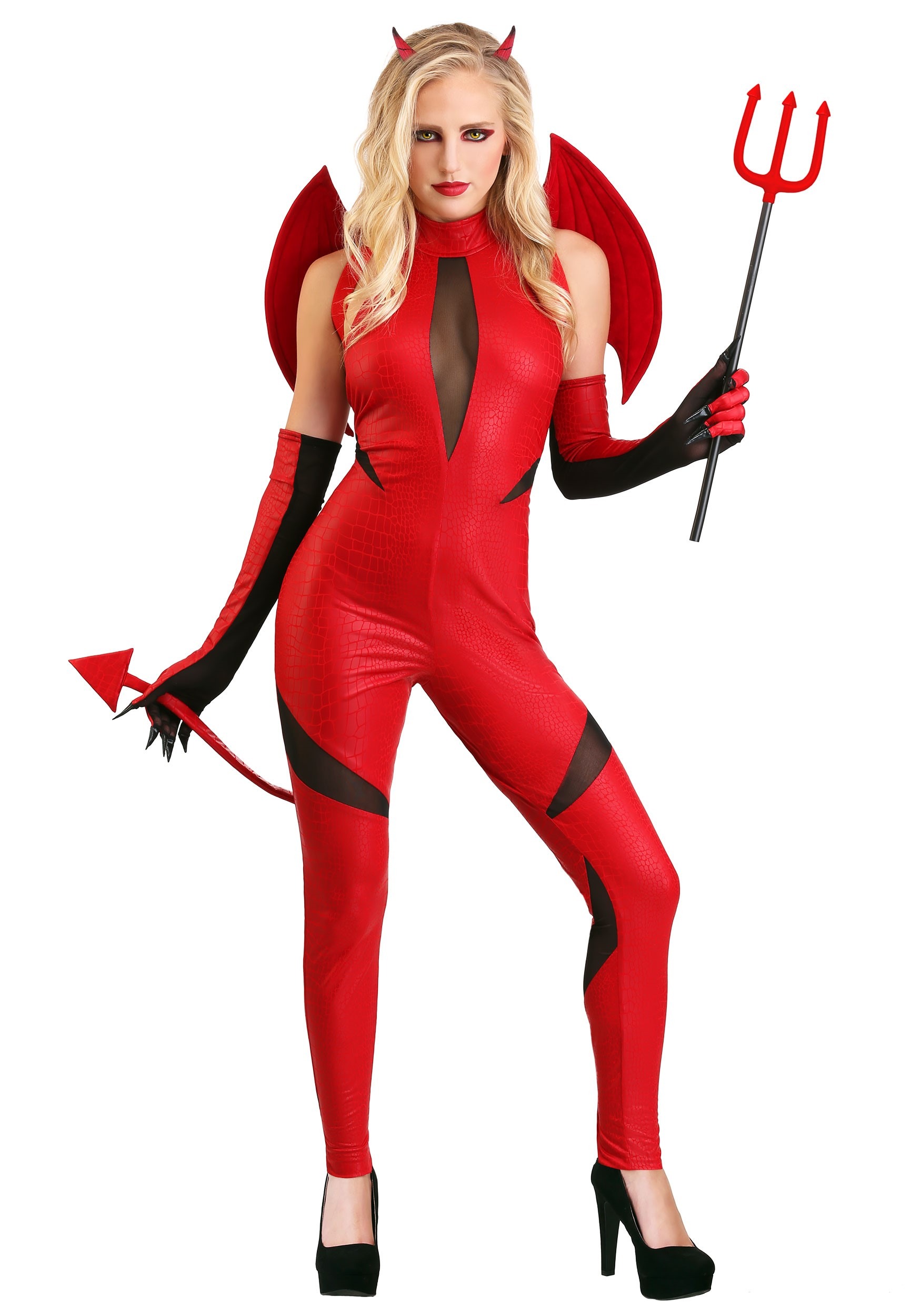 Devil Doll Costume,Red Adult Women's Sexy Devil Black Cat Devil Costum...
