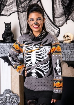 Ripped Open Skeleton Adult Ugly Halloween Sweater Update1 Ma