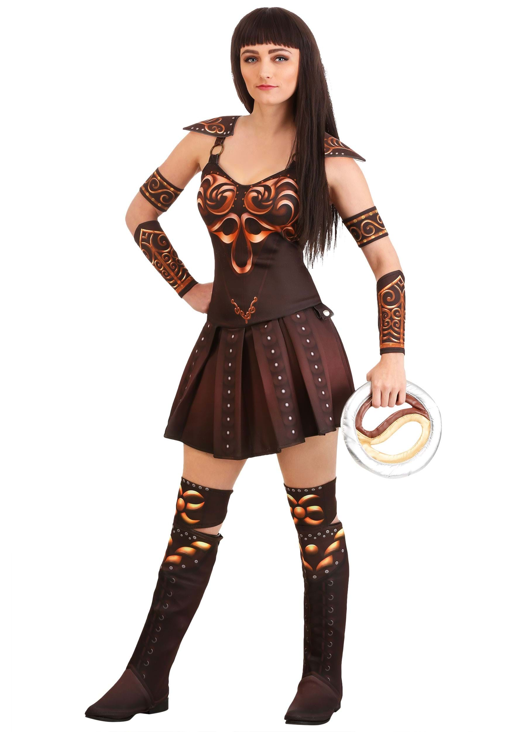 Photos - Fancy Dress XENA FUN Costumes  Warrior Princess Women's Costume | TV Show Costumes Brown/Yellow 