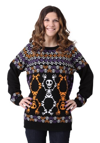 Day of the Dead Dancing Skeletons Ugly Halloween Sweater