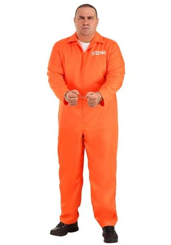 Men's Plus Size Orange Prison Jumpsuit