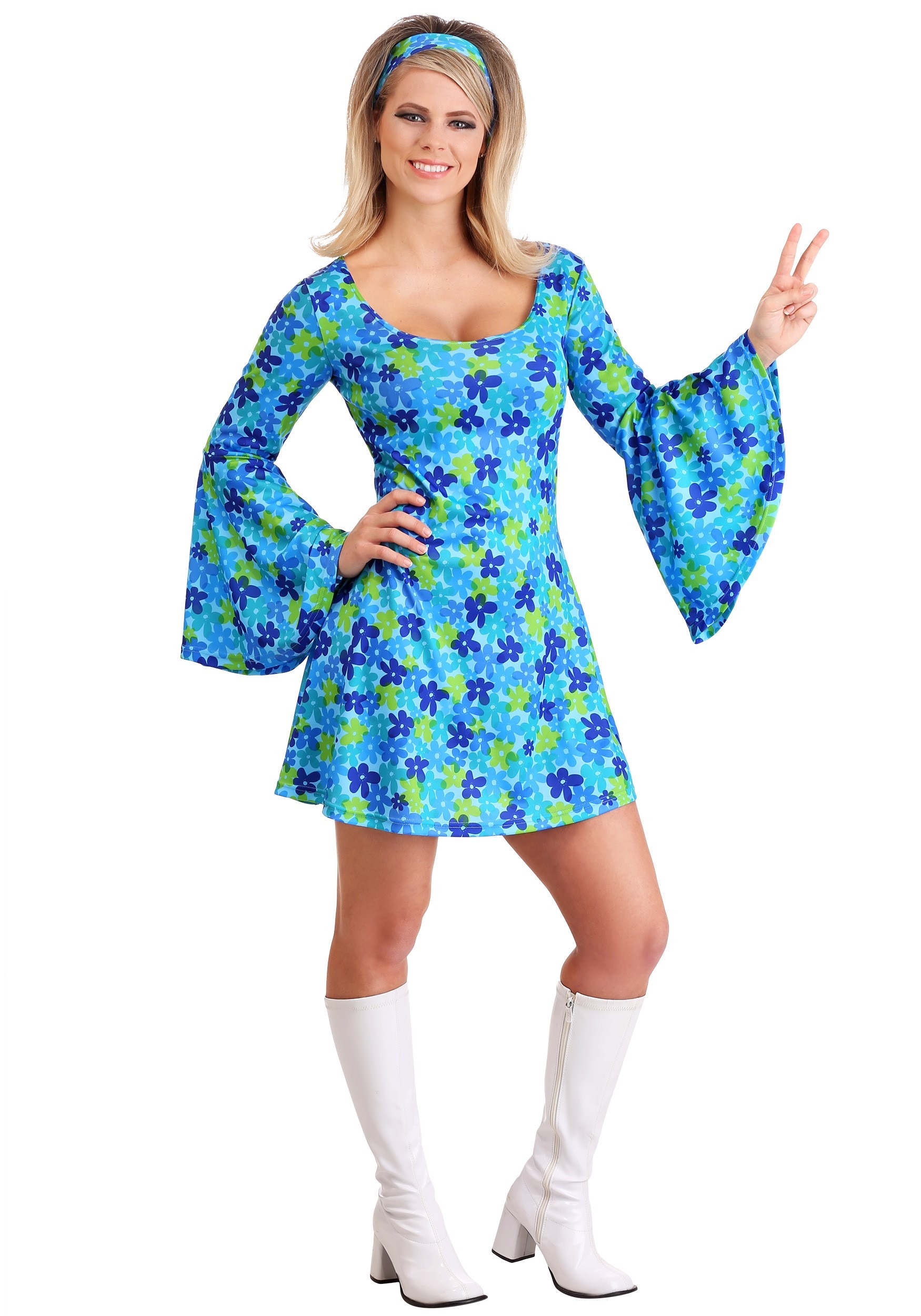 Wild Flower 70s Hippie Dress Costume ...