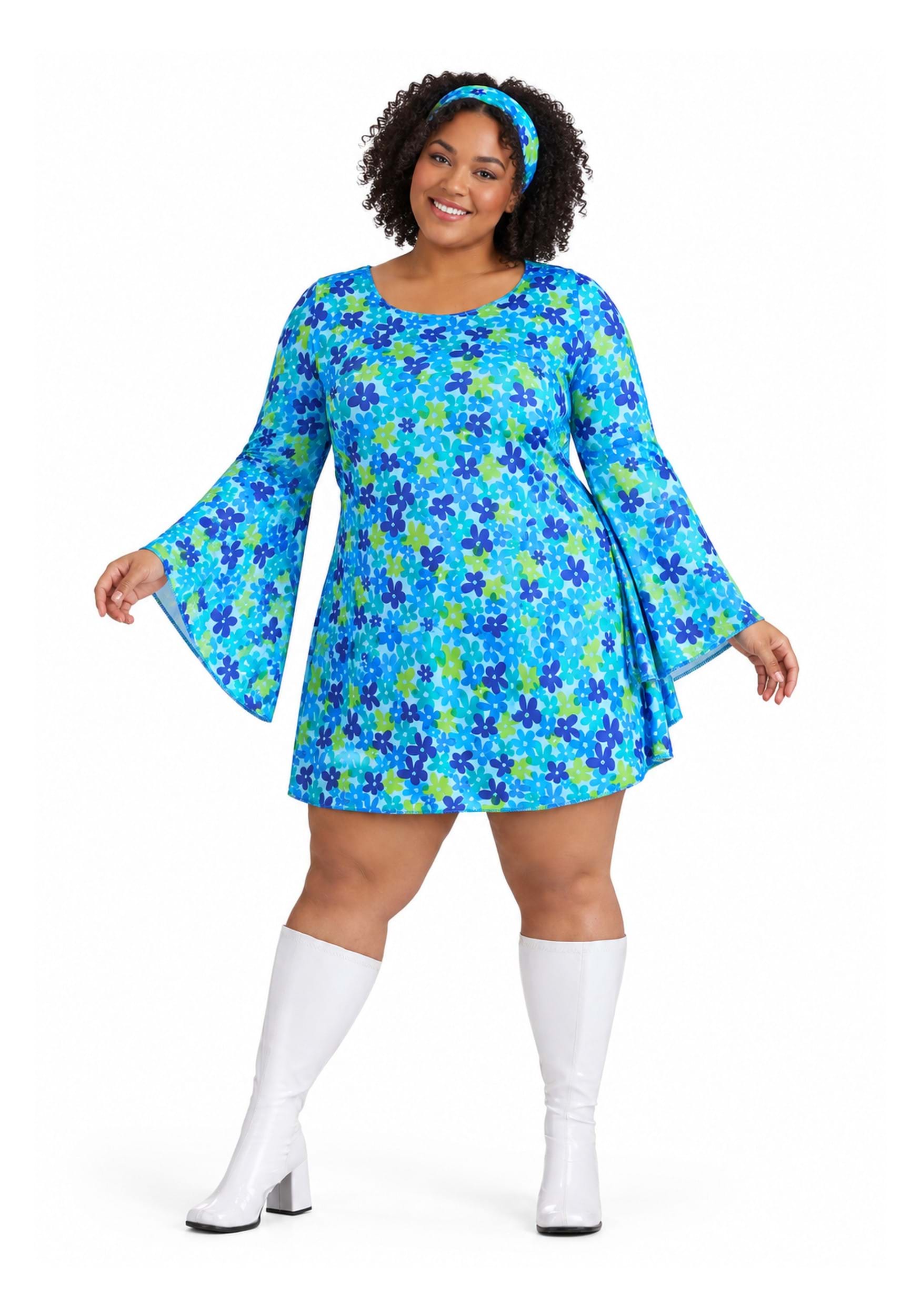 Plus Size Wild Flower 70's Hippie Costume Dress for Women | Hippie Costumes