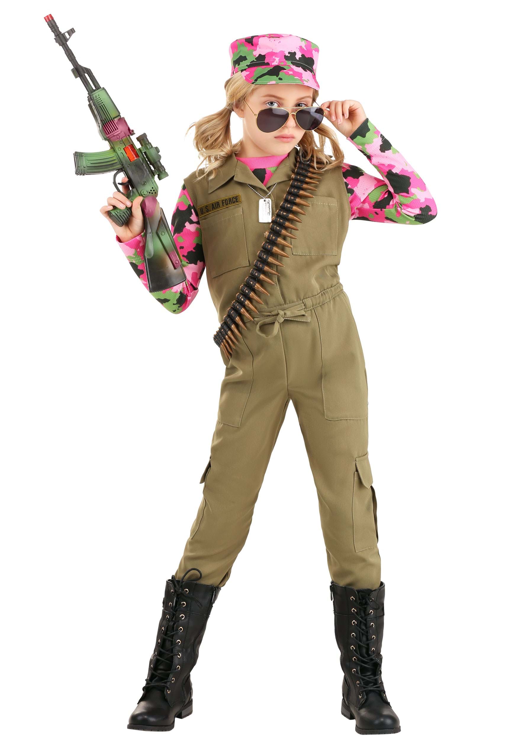 Disfraz del ejército de camuflaje rosa de la niña Multicolor