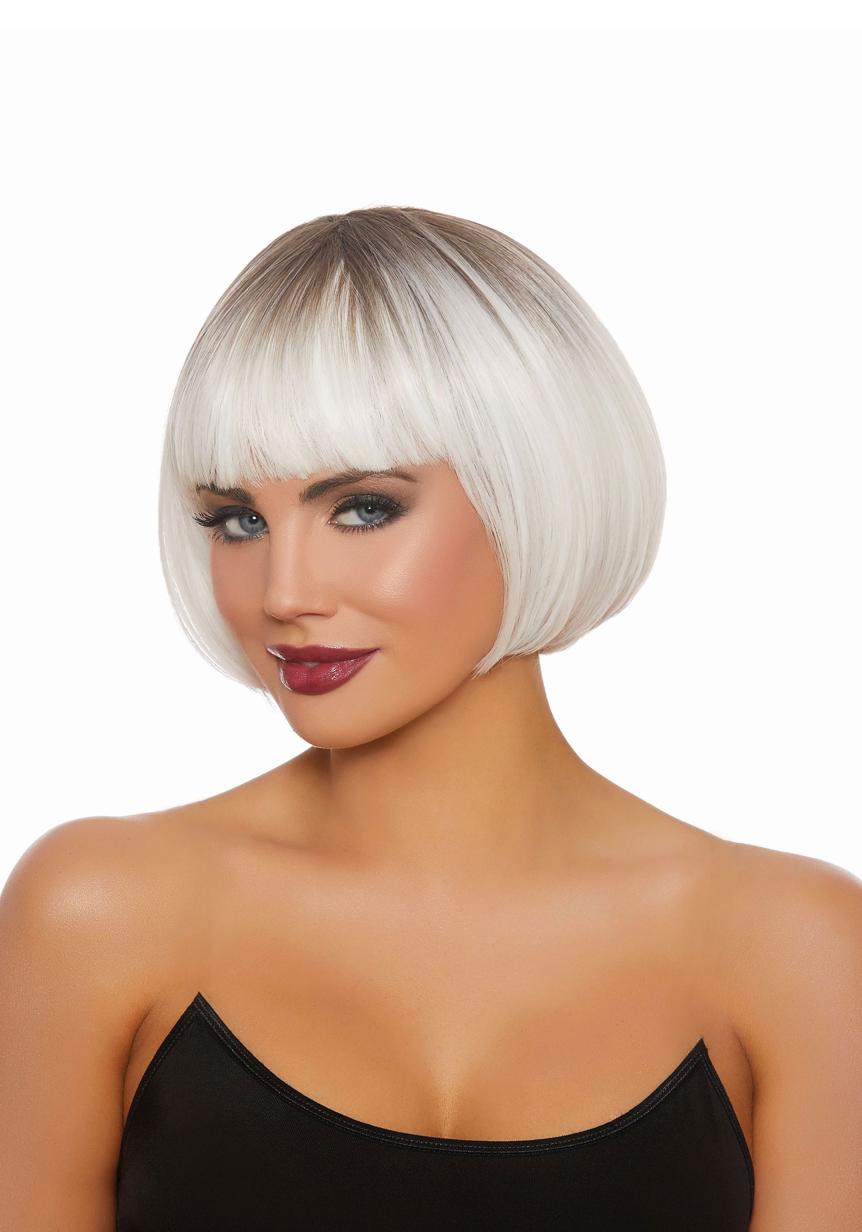 Women S Dip Dye Short Bob White Wig