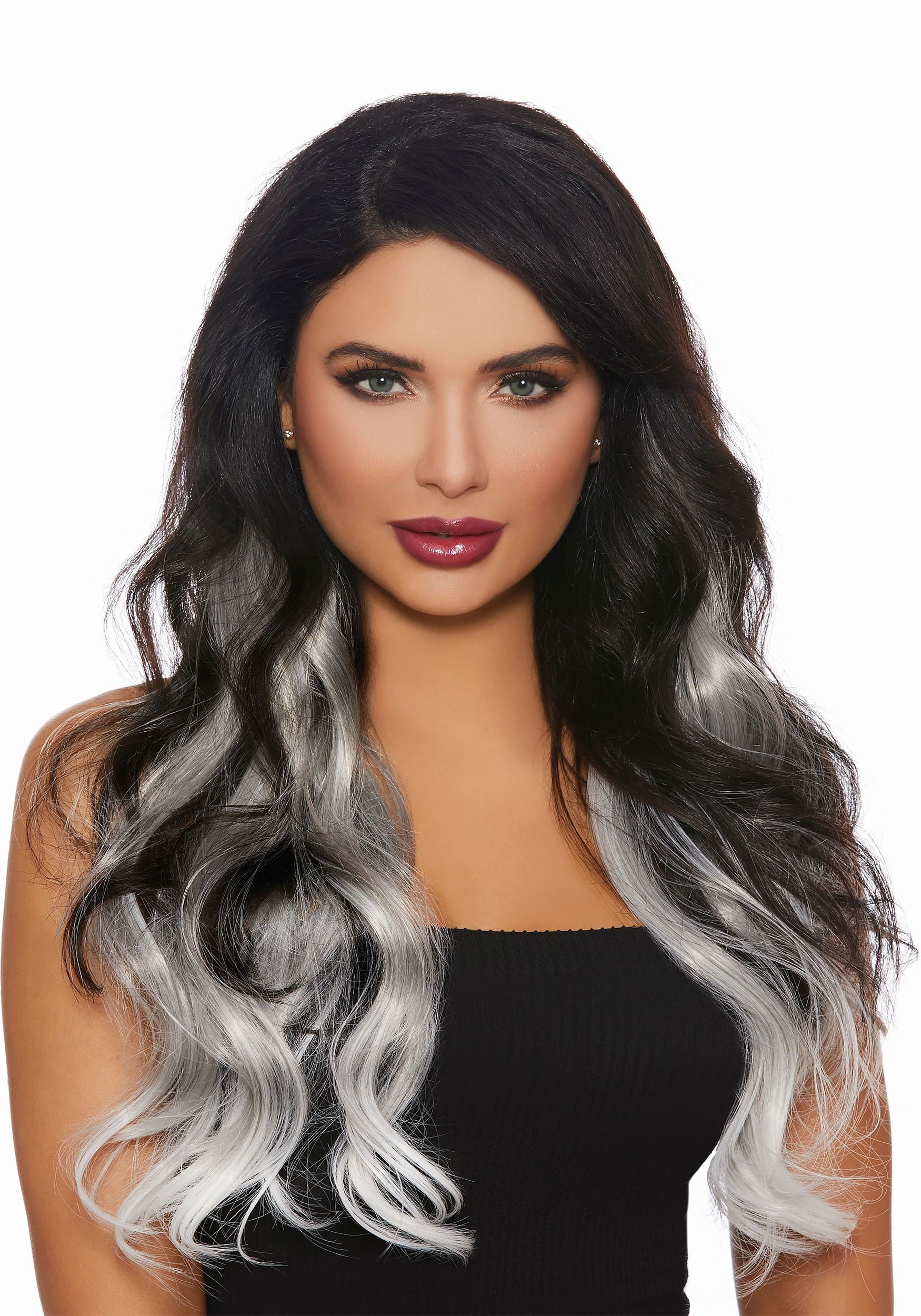 3-Piece Long Straight Ombre Grey/White Hair Extensions