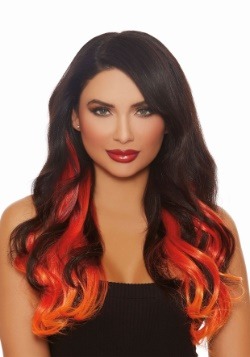 Long Straight 3-Piece Ombre Burg/Red/Orange Hair Extensions