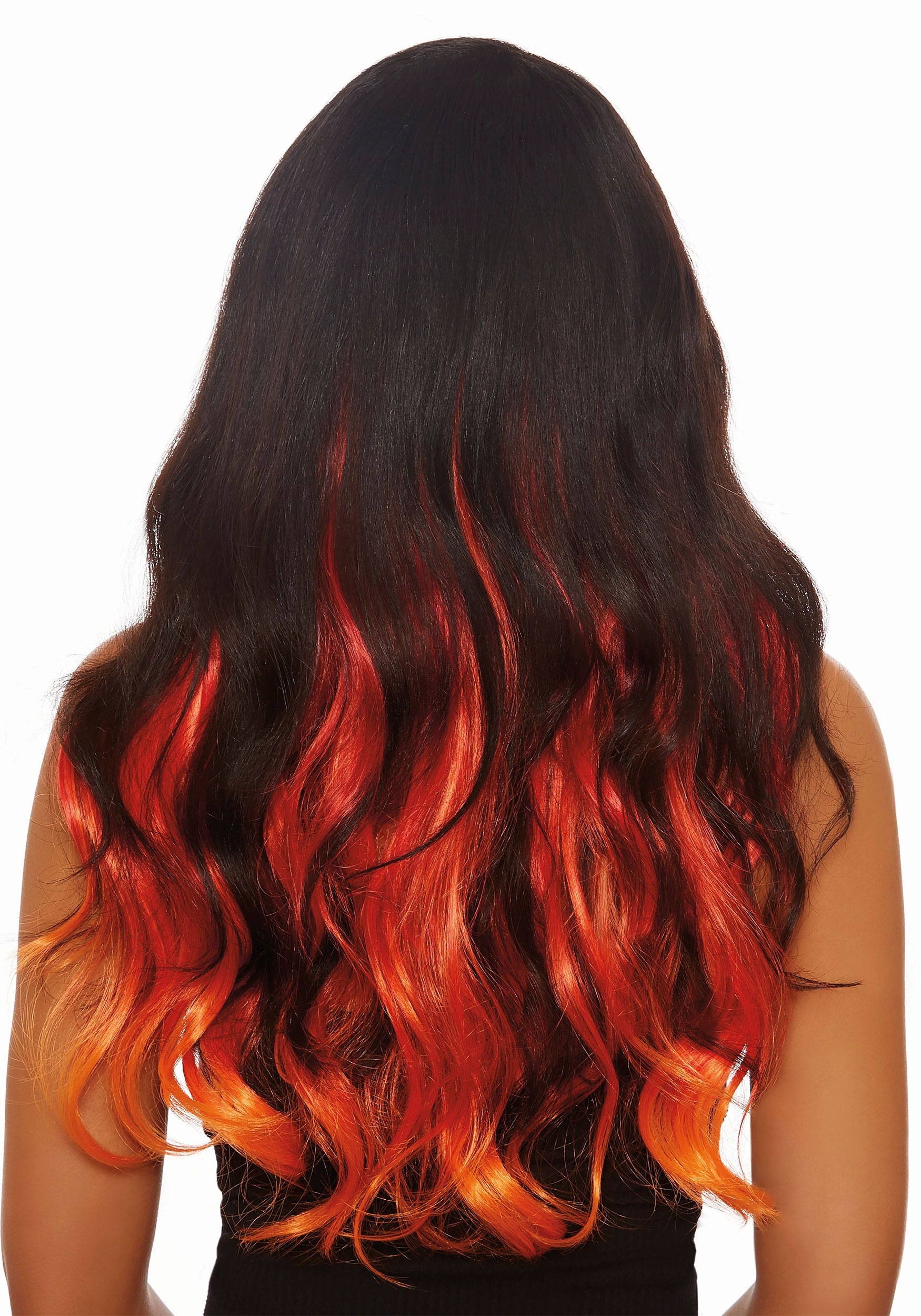 Long Straight 3 Piece Ombre Burg Red Orange Hair Extensions