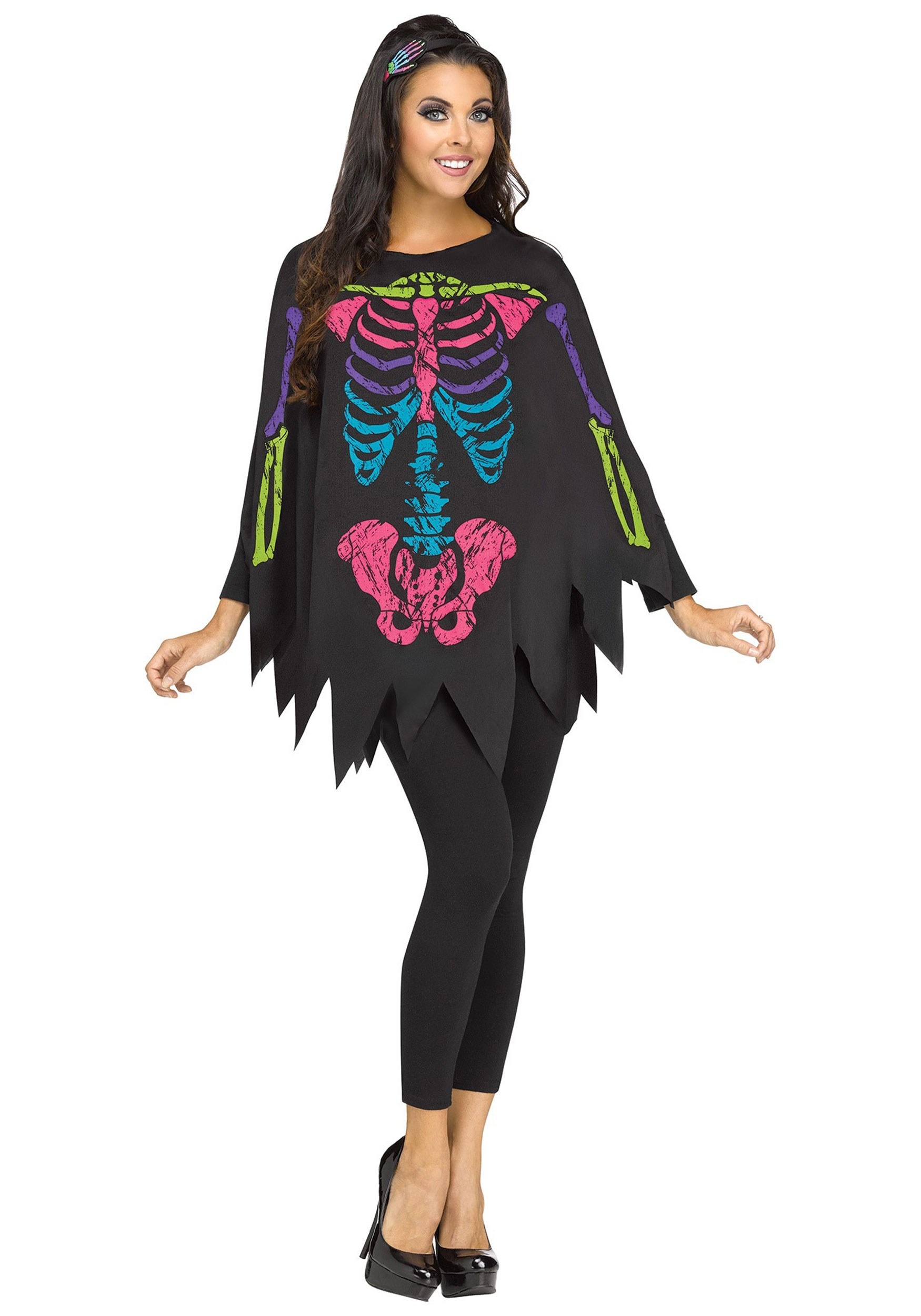 Photos - Fancy Dress Bones Fun World Adult Color  Poncho Costume | Easy Halloween Costume Ideas 
