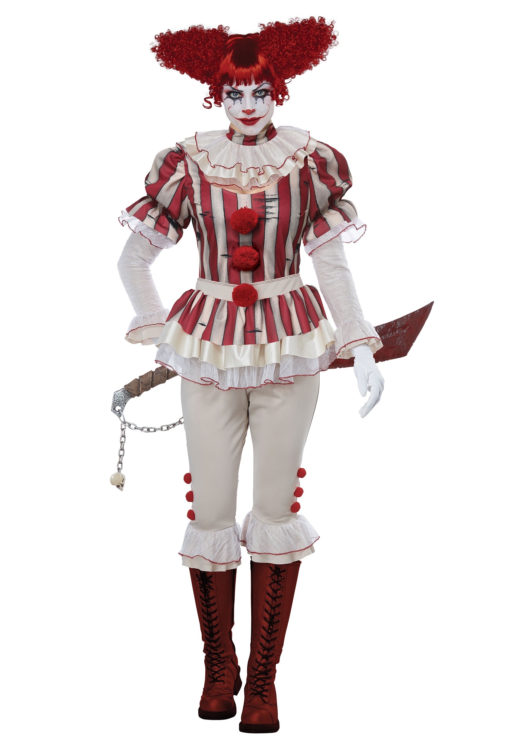 Photos - Fancy Dress California Costume Collection Women's Sadistic Clown Costume Red/White 