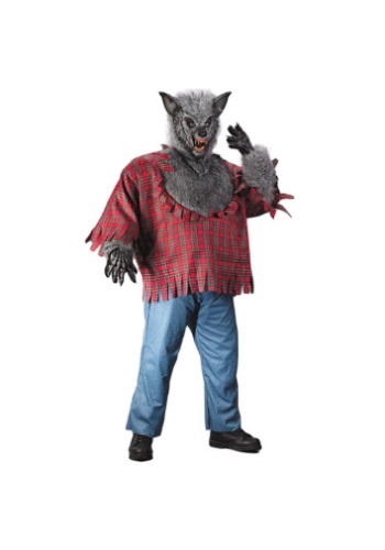Men's Plus Size Gray Werewolf Costume