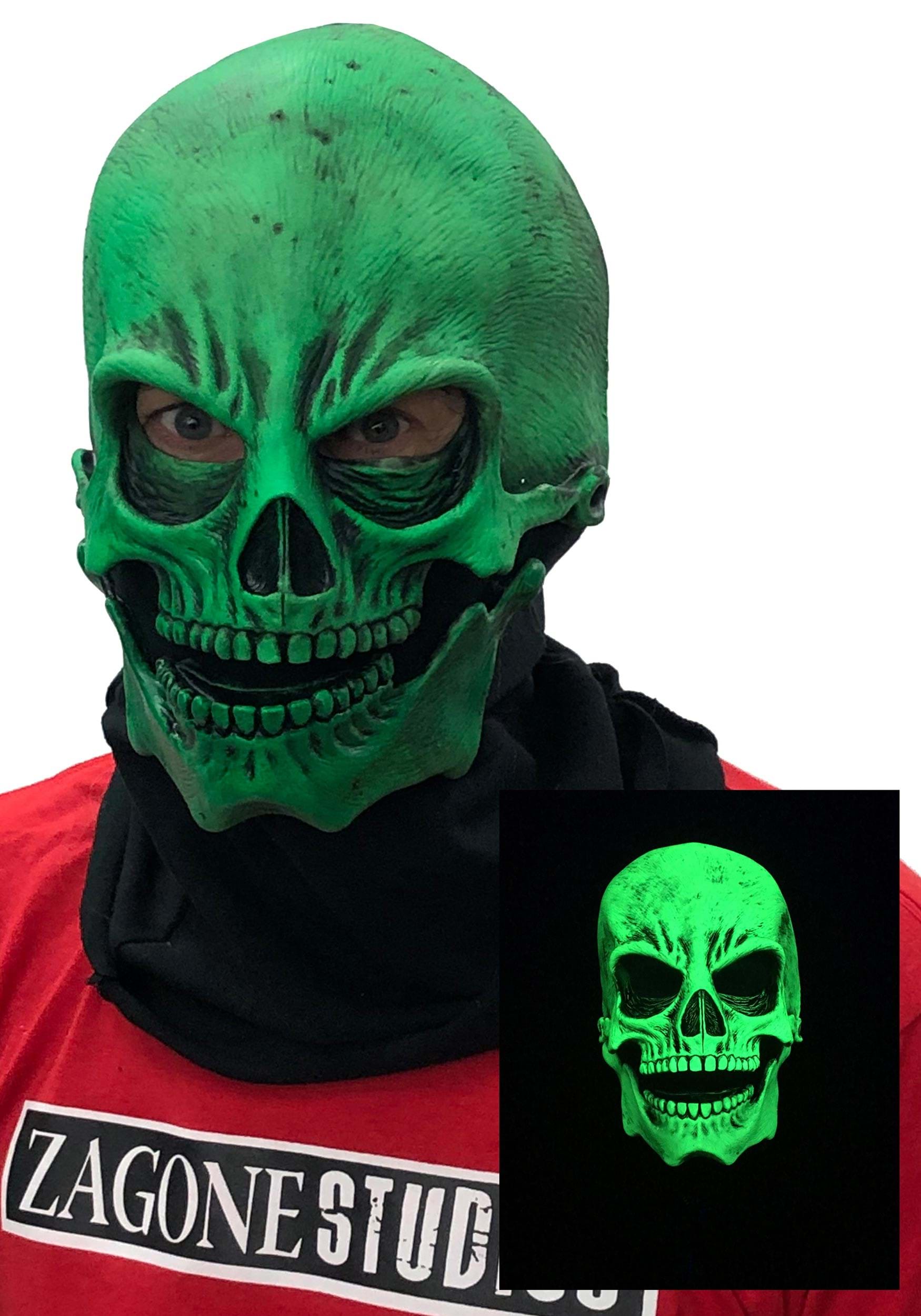 UV Green Glow Skull  Mask  for Adults