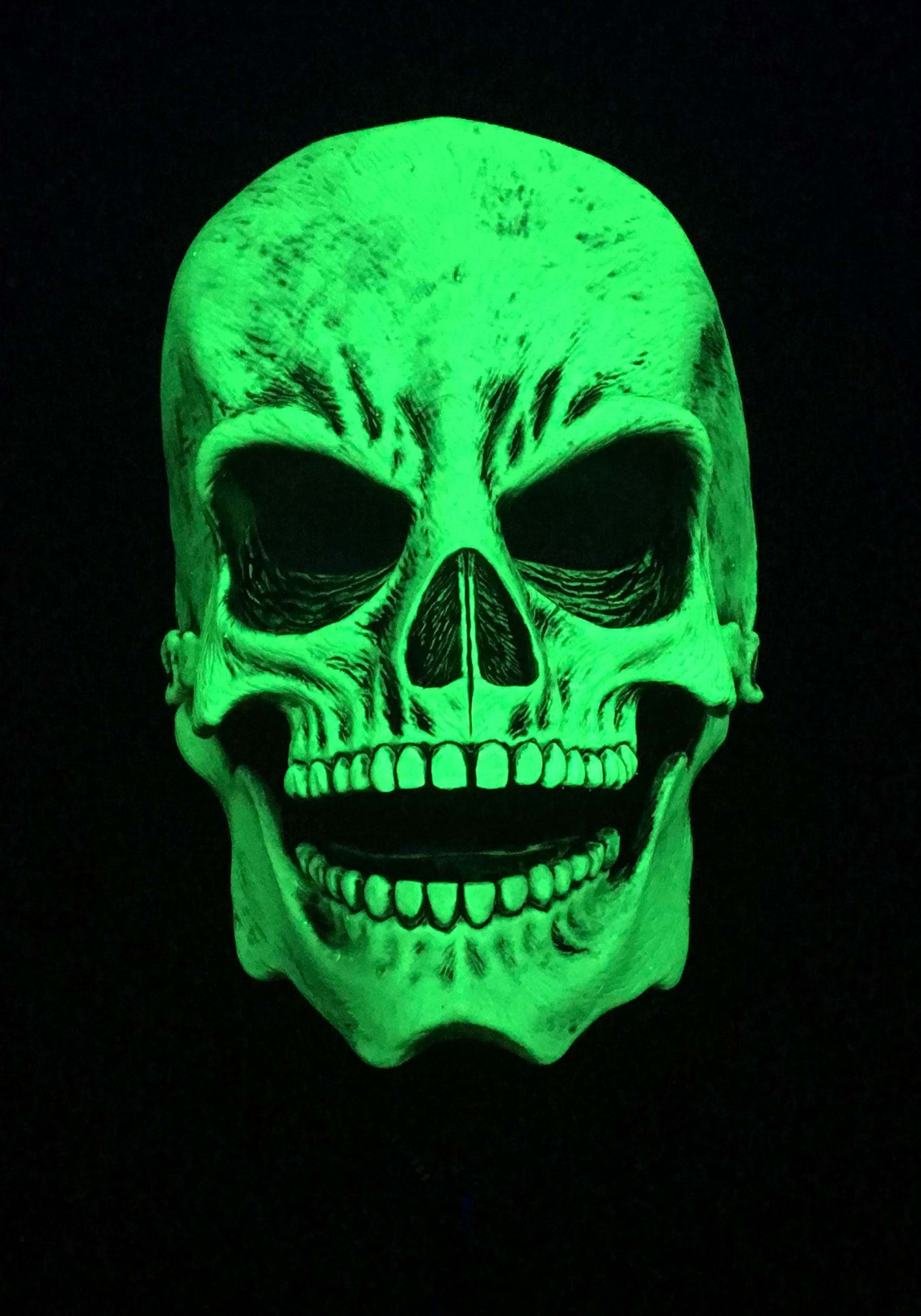 UV Green Glow Adult Skull Mask