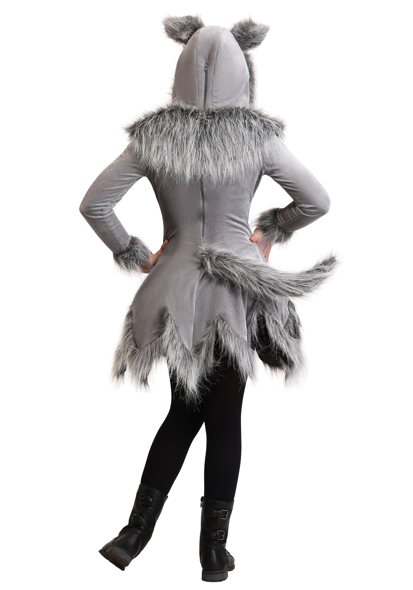 Girl's Grey Wolf Costume With Hooded Dress , Werewolf Costumes