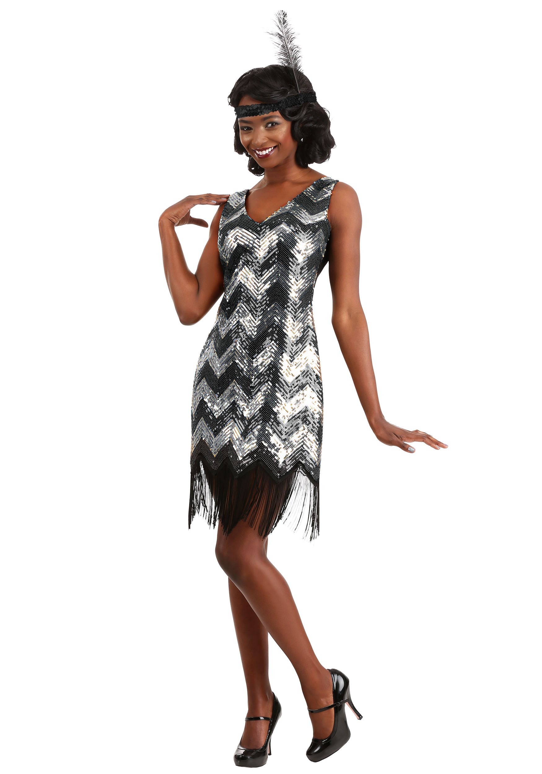 Photos - Fancy Dress Winsun Dress FUN Costumes Women's Shimmer Flapper Costume Dress Black/Gray 