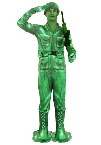 Plastic Green Army Man Costume For Adults