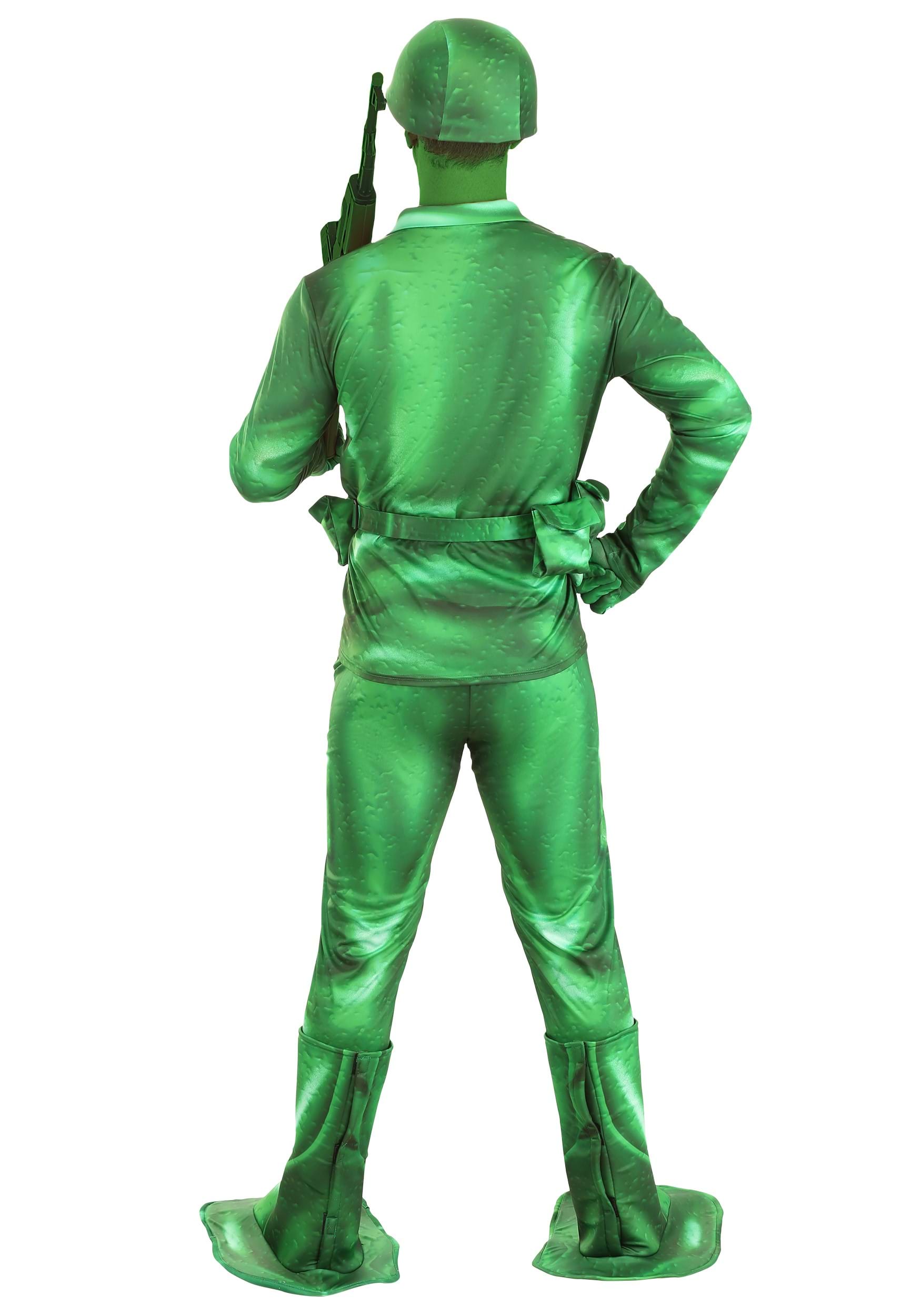 Plastic Green Army Man Costume for Adults