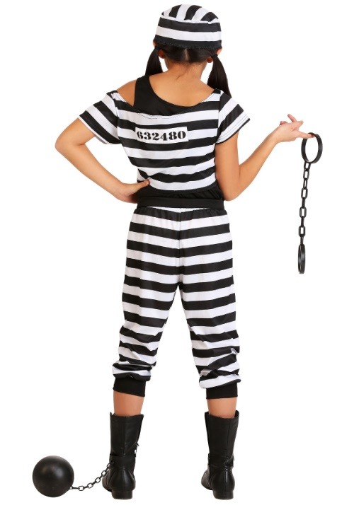 Striped Prisoner Girls Costume