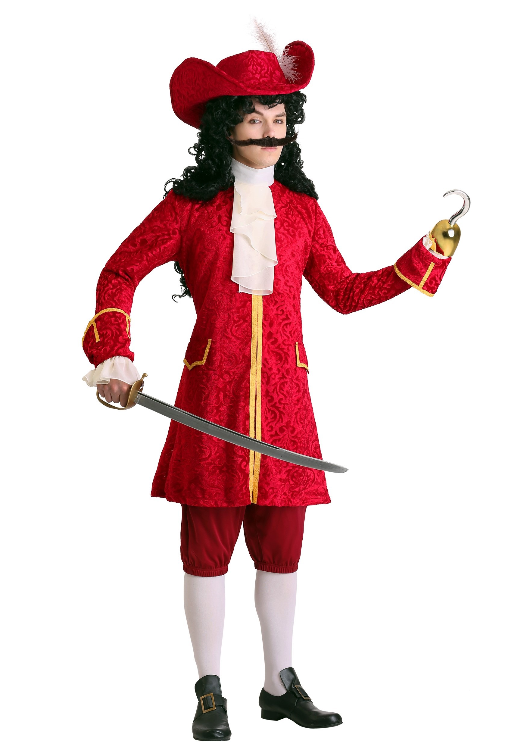 Adult Mens Captain Hook Style Pirate Costume JACKET AND HAT ONLY.