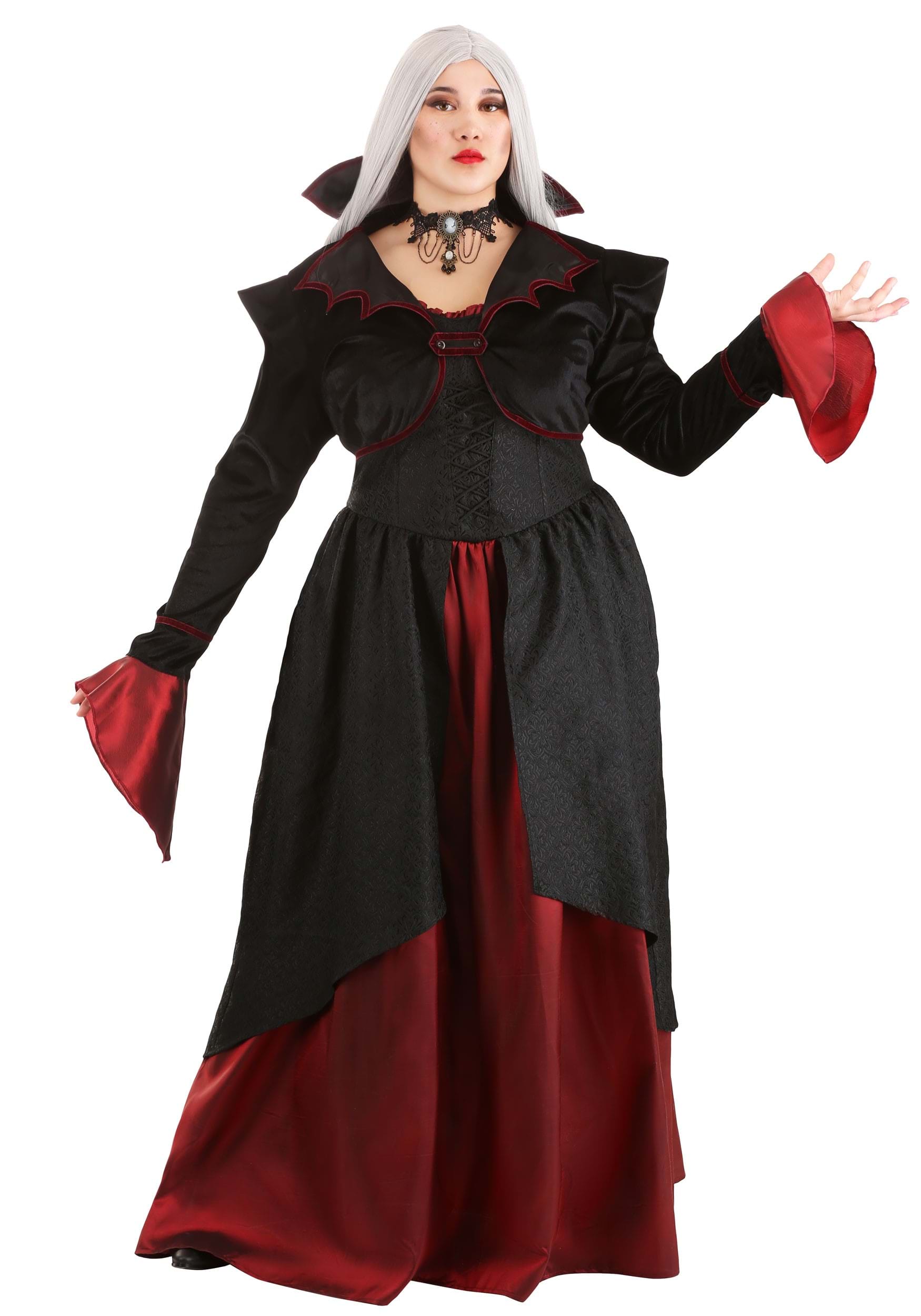Disfraz de vampiro deslumbrante de talla grande para mujeres Multicolor