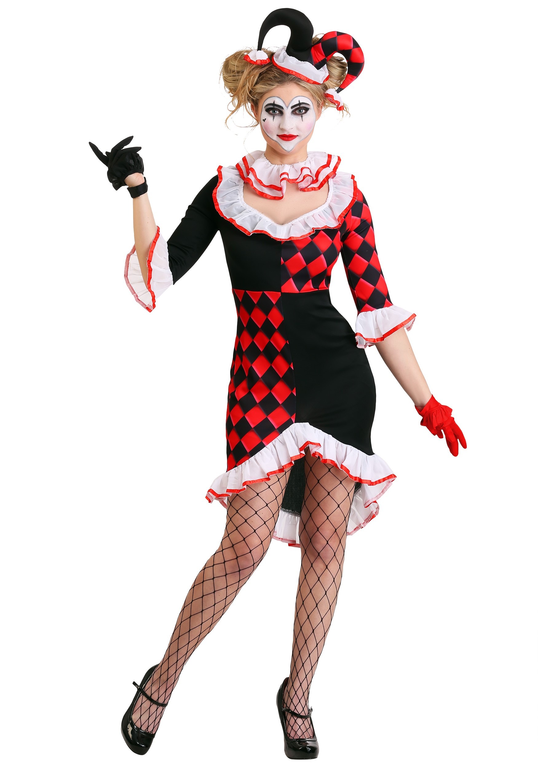Harlekin Clown Jester Lady Karneval Fasching Damenkostüm HARLEY QUINN Rock 