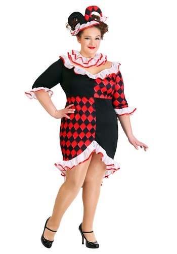 Plus Size Haute Harlequin Costume for Women