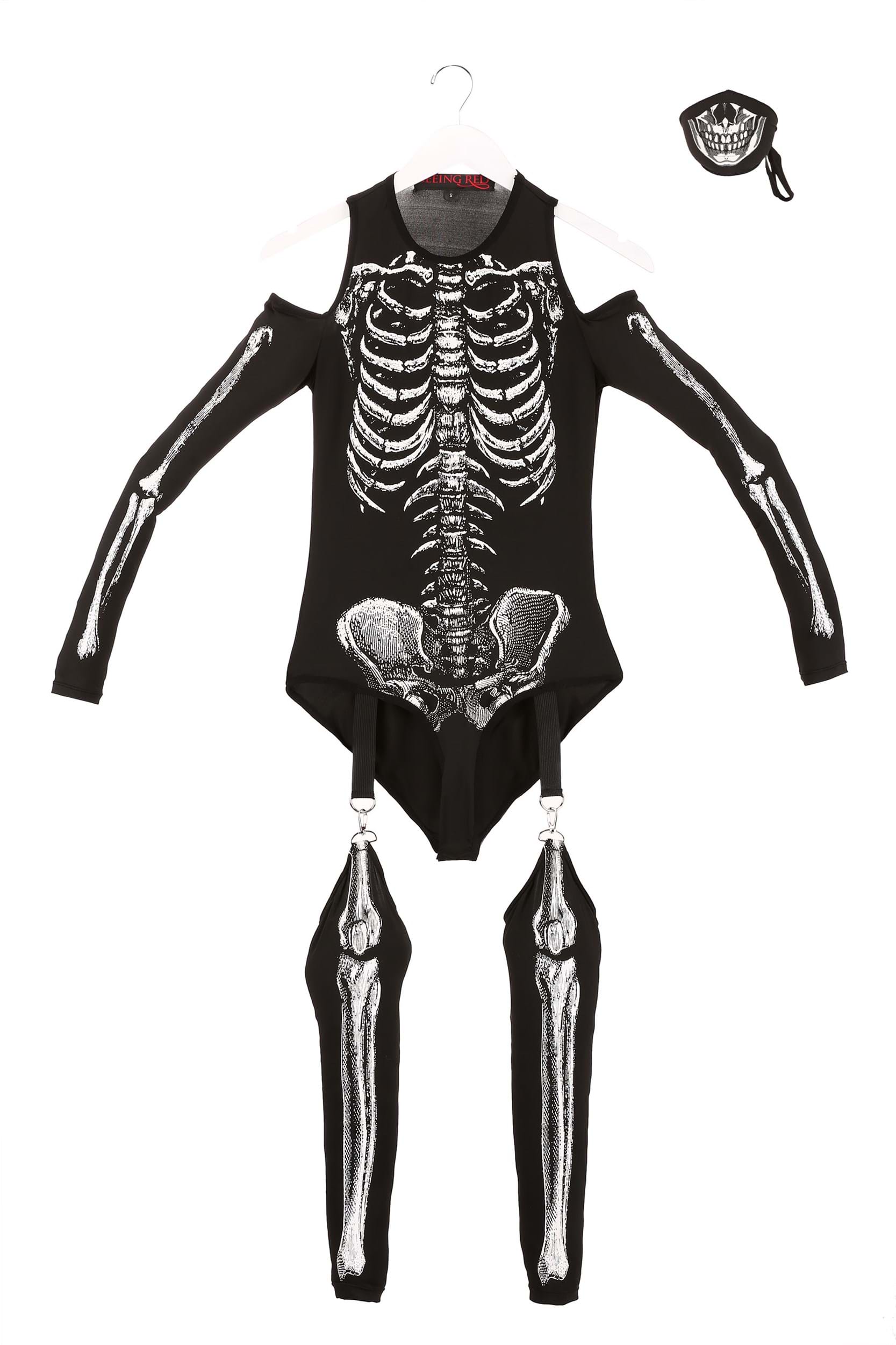 Ladies Halloween Skeleton Bones Dress Bodysuit Jumpsuit Leggings Plus Size 8-26 